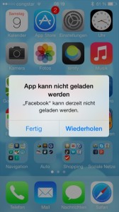 Facebook App kann nicht geladen werden