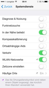 iOS 7 Ortungsdienste Systemdienste