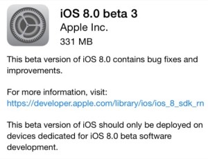 iOS 8 Beta 3