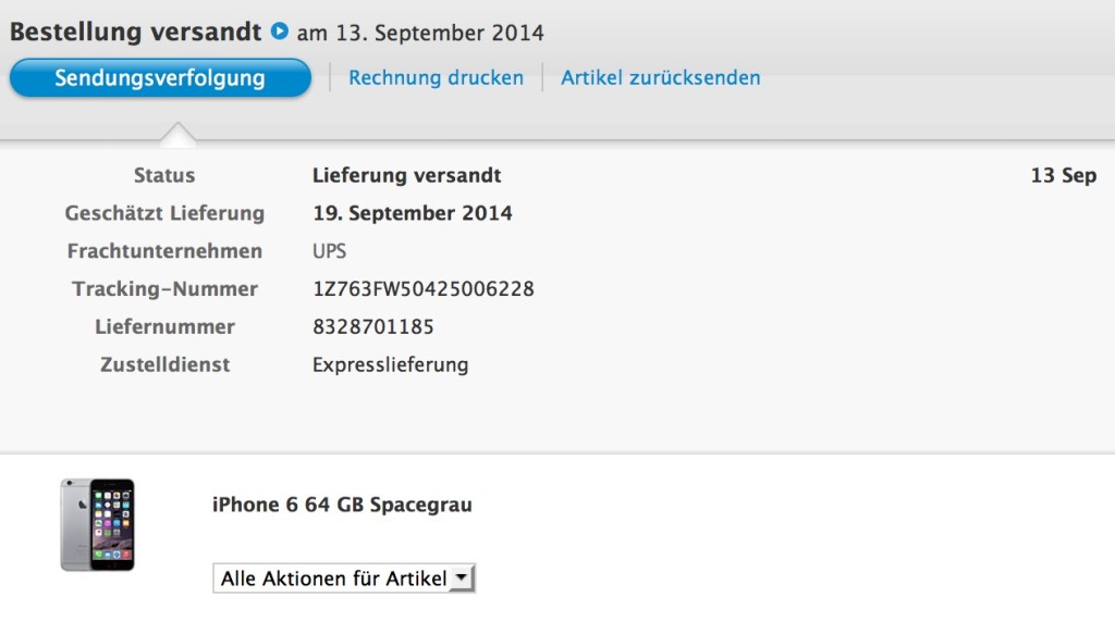 iPhone 6 Versand