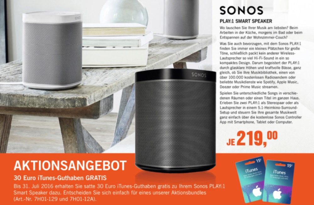 Sonos iTunes-Angebot