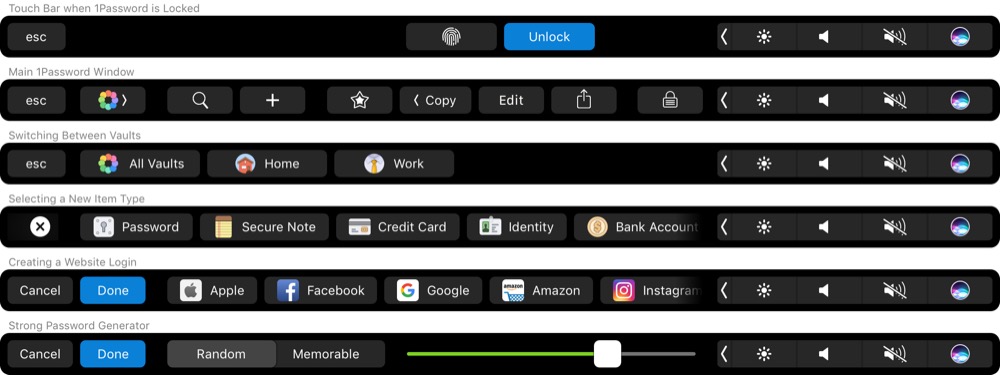 1password Touch Bar