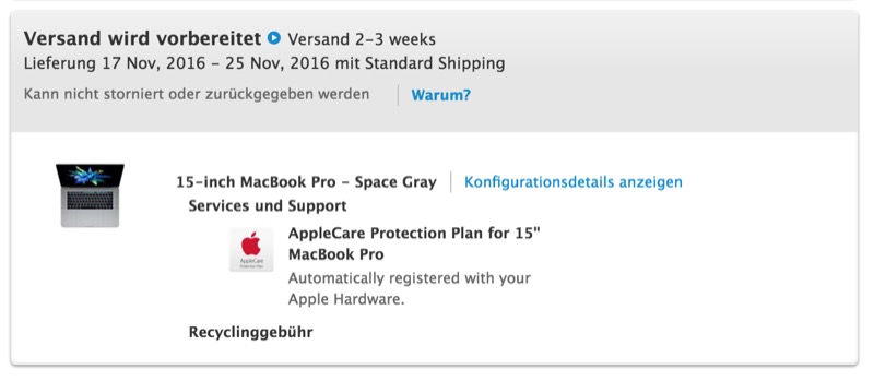 MacBook Versand
