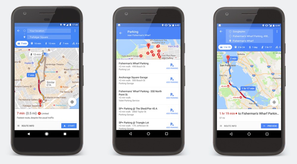 google maps parking