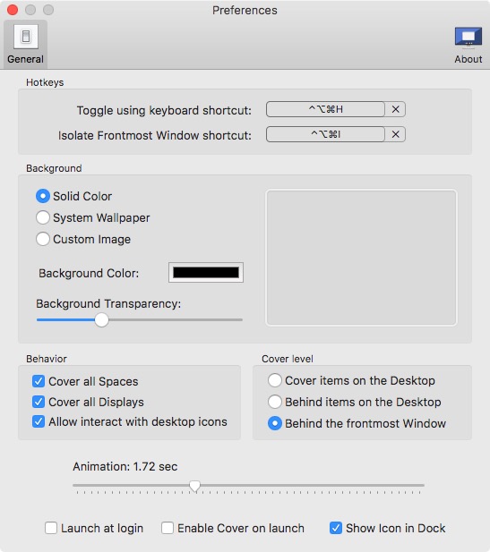 deskcover settings