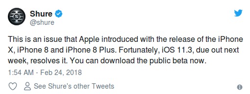 ios 11.3 shure
