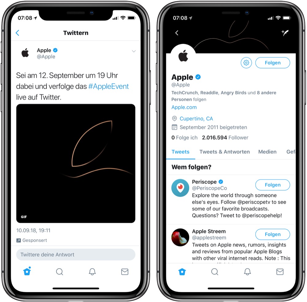 twitter live keynote iphone xs