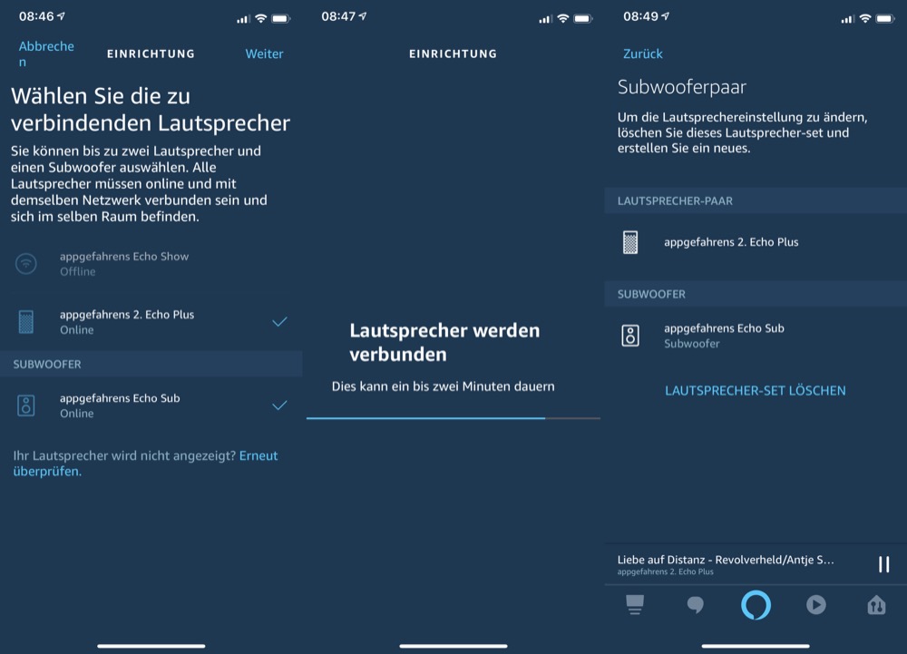 Echo Sub Alexa App