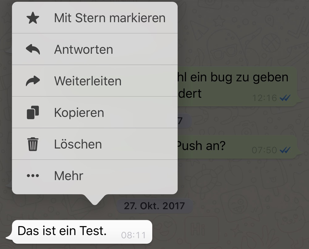 whatsapp menue
