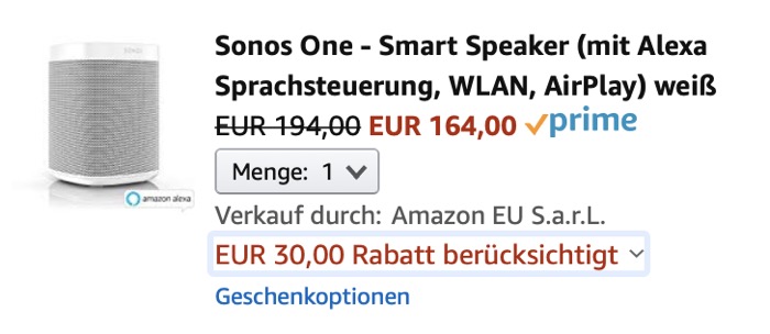 Sonos One Rabatt