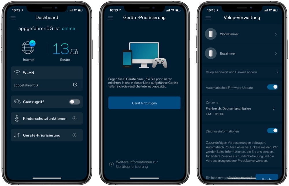 Linksys Velop App Dashboard
