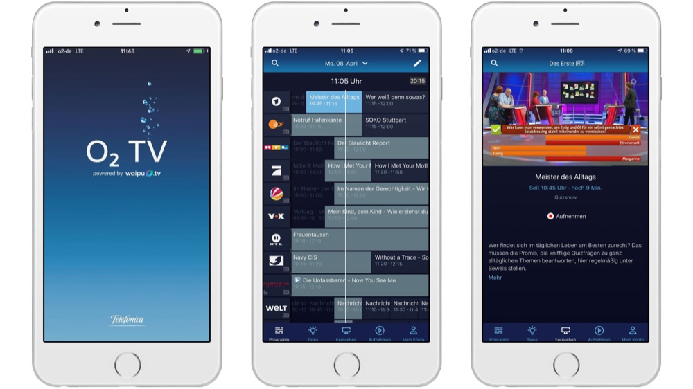 O2 TV App mit EPG auf dem iPhone