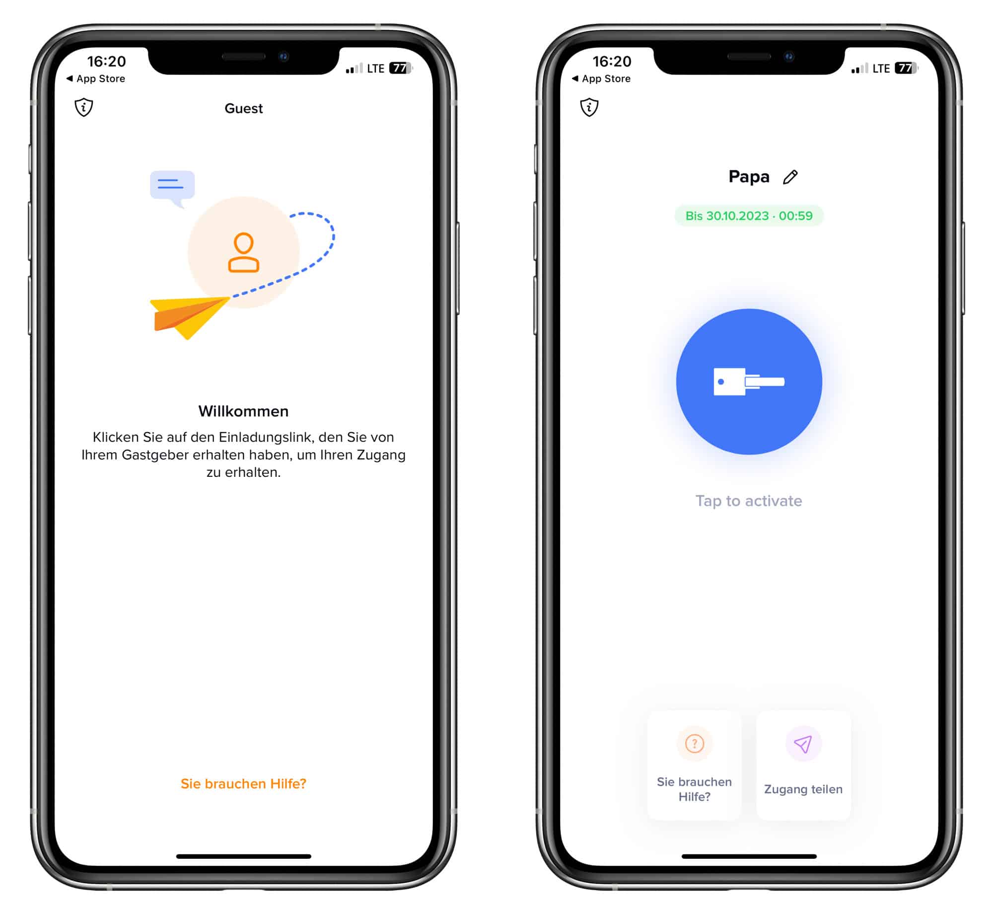 Screenshots der Netatmo Gäste-App