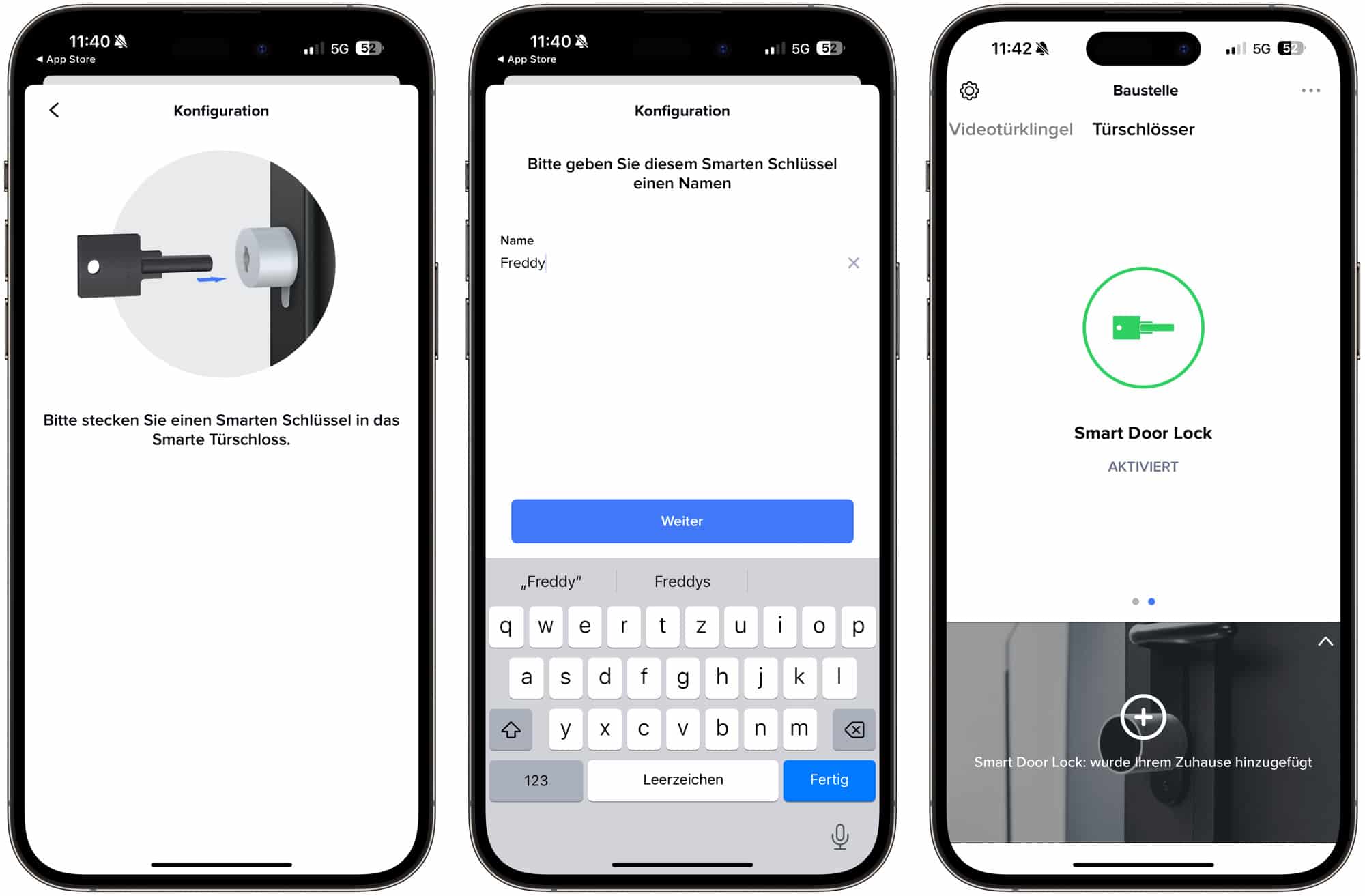 Screenshots der Home and Security App