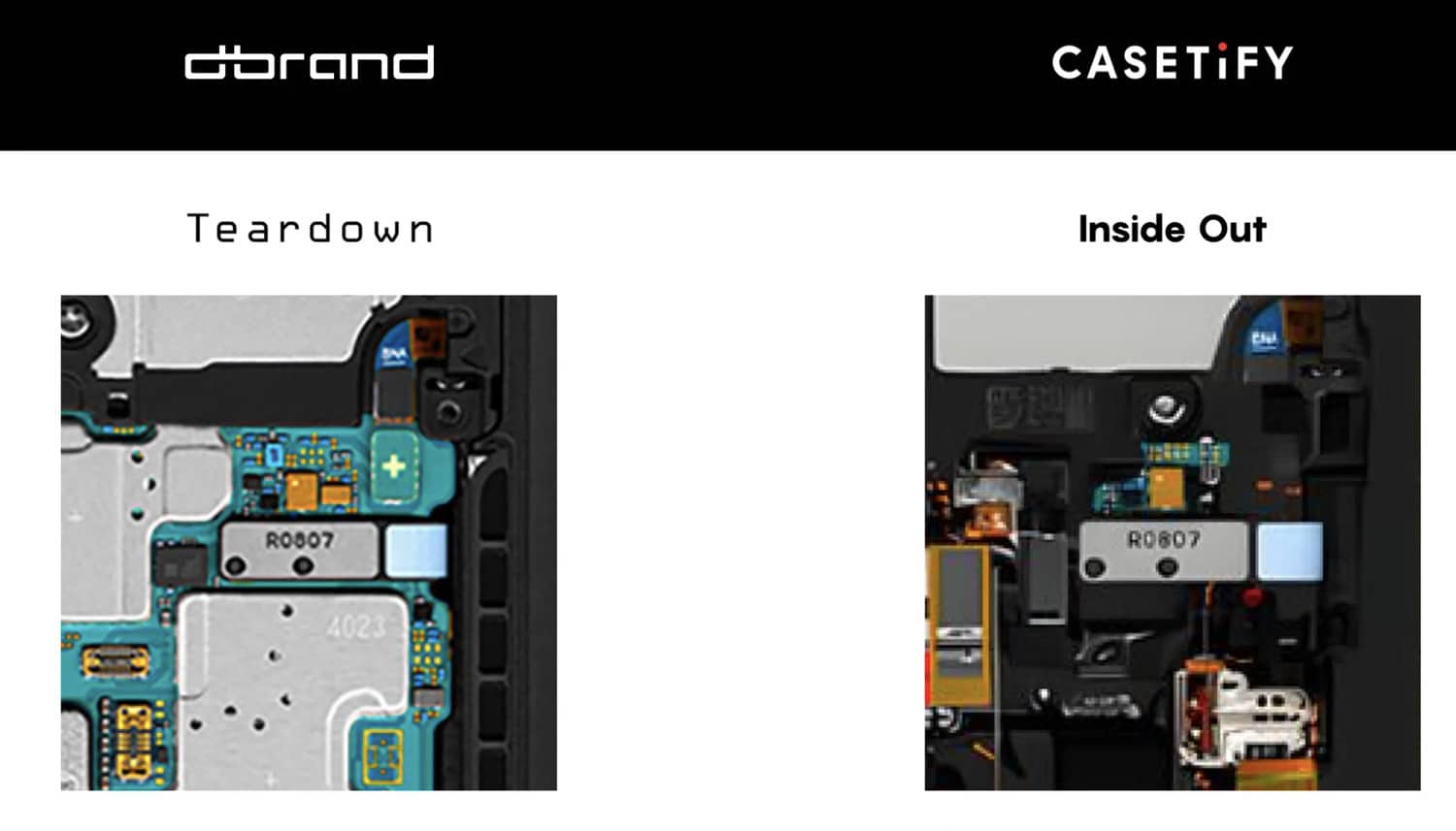 Vergleichsbild Dbrand vs Casetify mit einem Easter Egg bei einem Smartphone-Case