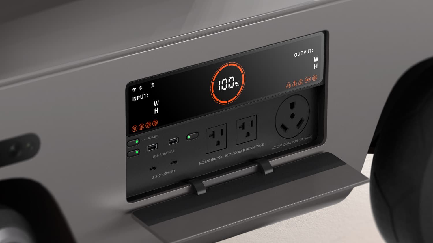 Detailansicht des Jackery Solar Mars Bot 5000-Anschluss-Panels