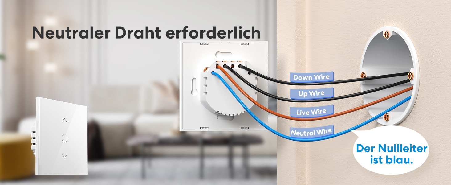 Verdrahtung des Meross Rolladenschalter mit HomeKit mit Nullleiter