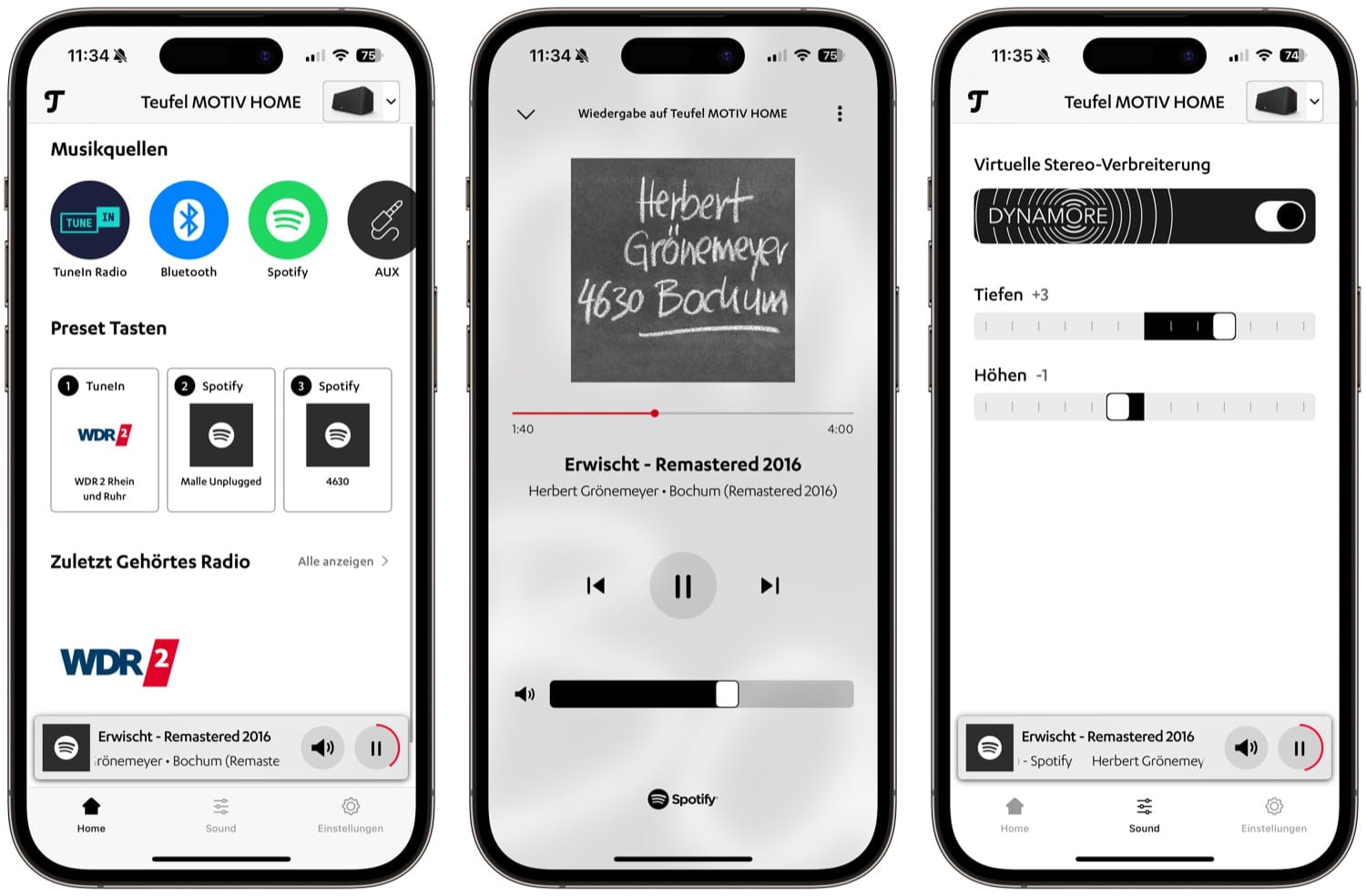 Screenshots der Teufel Home App auf dem iPhone