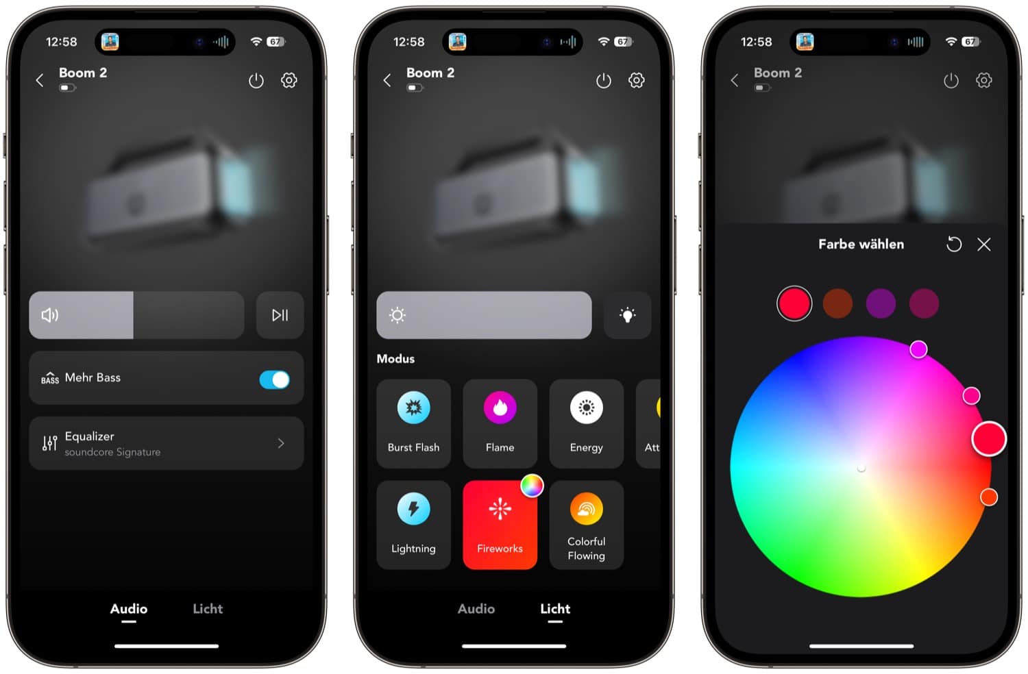 Screenshots der Anker Soundcore App