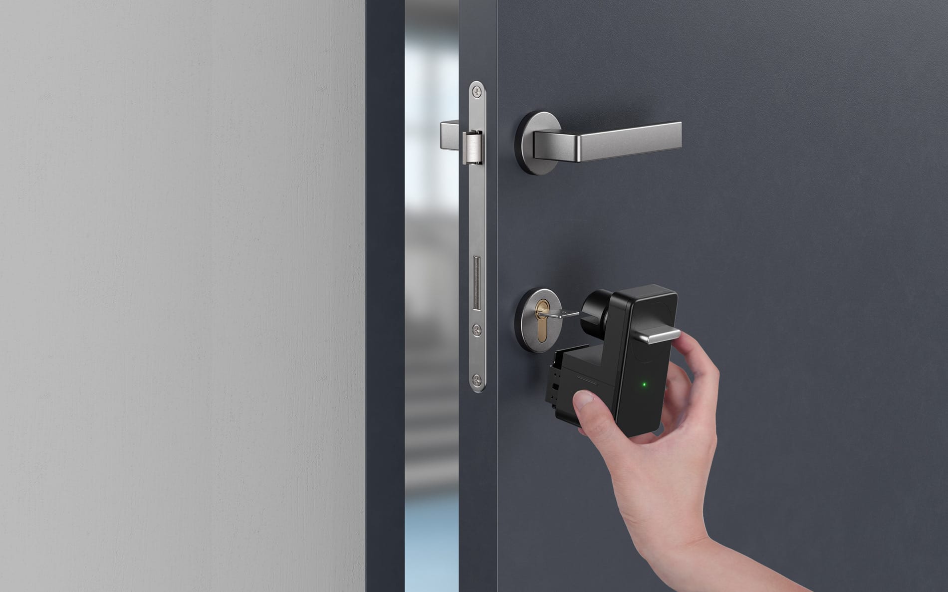 SwitchBot Lock an der Tür montiert