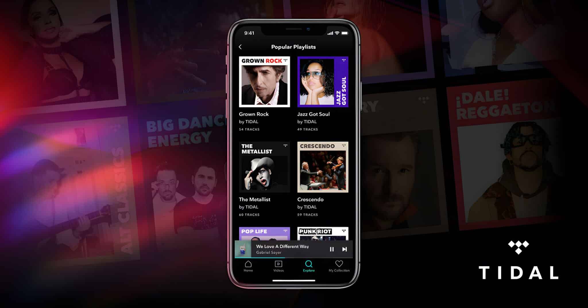Tidal-App auf einem iPhone mit Playlist-Anzeige