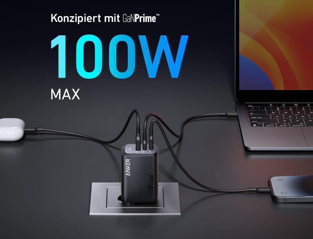 Anker Prime 737 Ladegerät lädt iPhone, AirPods und Mac