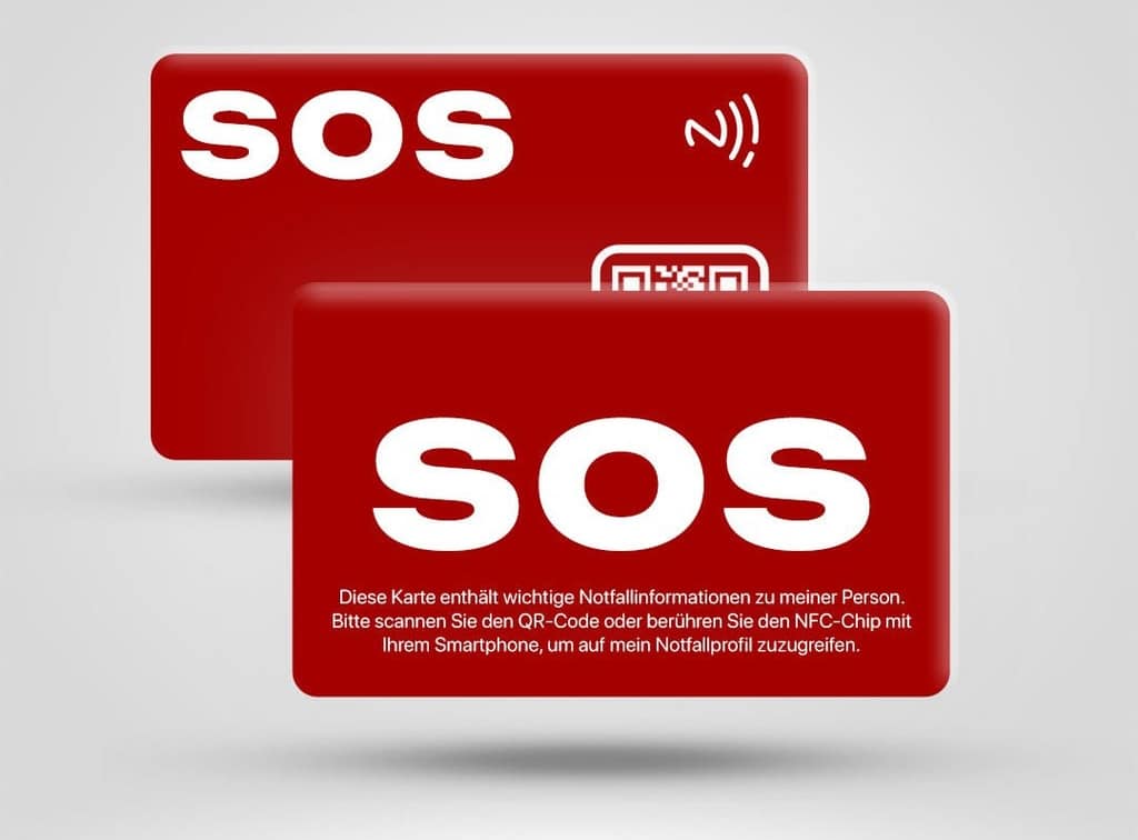 AddMee SOS Karte vorne und hinten