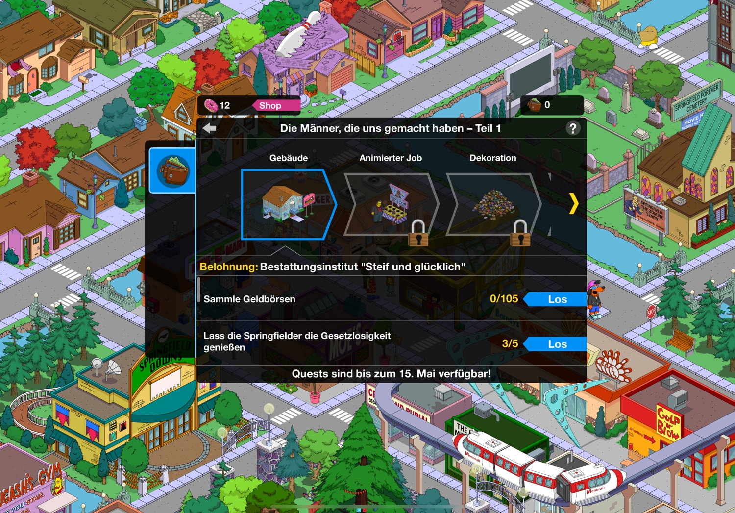 Screenshot aus Simpsons Springfield auf einem iPad