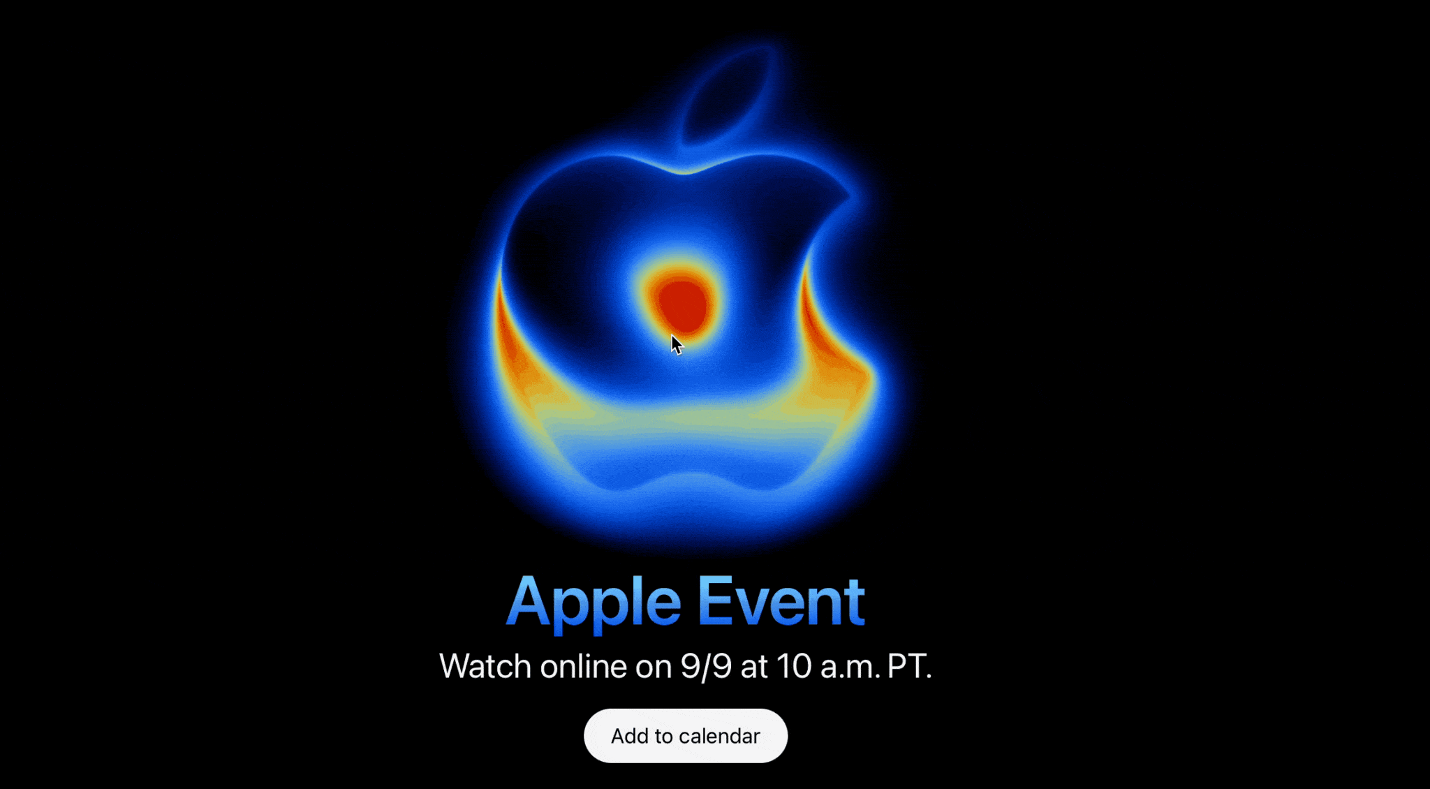 Interaktives Apple-Logo der Keynote-Einladung.