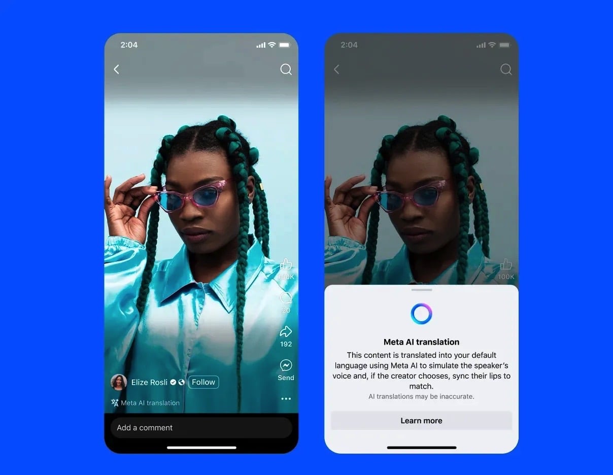 Screenshots zeigen die neue KI-Übersetzung per Meta AI in Aktion.