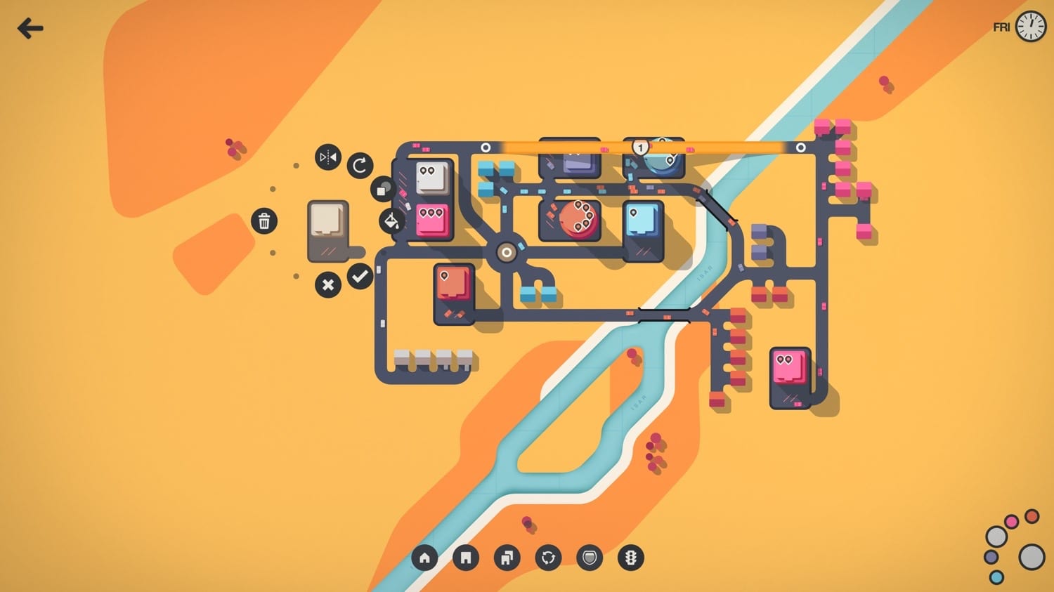 Screenshot aus dem Kreativmodus in Mini Motorways