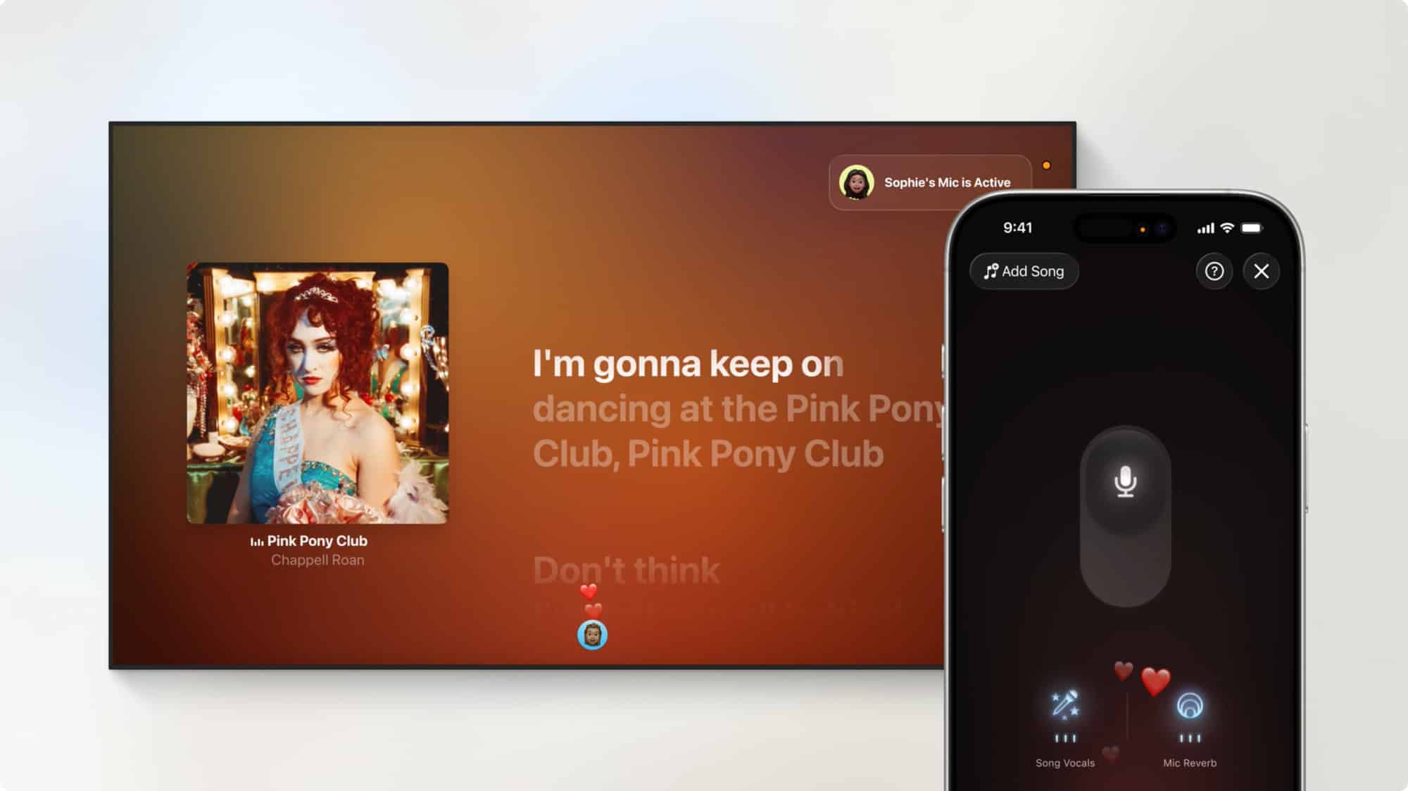 Apple Music Sing mit iPhone und Apple TV.