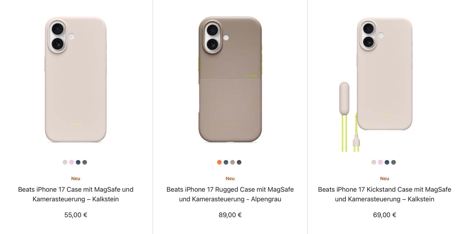 Auswahl von Beats-Cases für die iPhone 17-Modelle im Apple Online Store