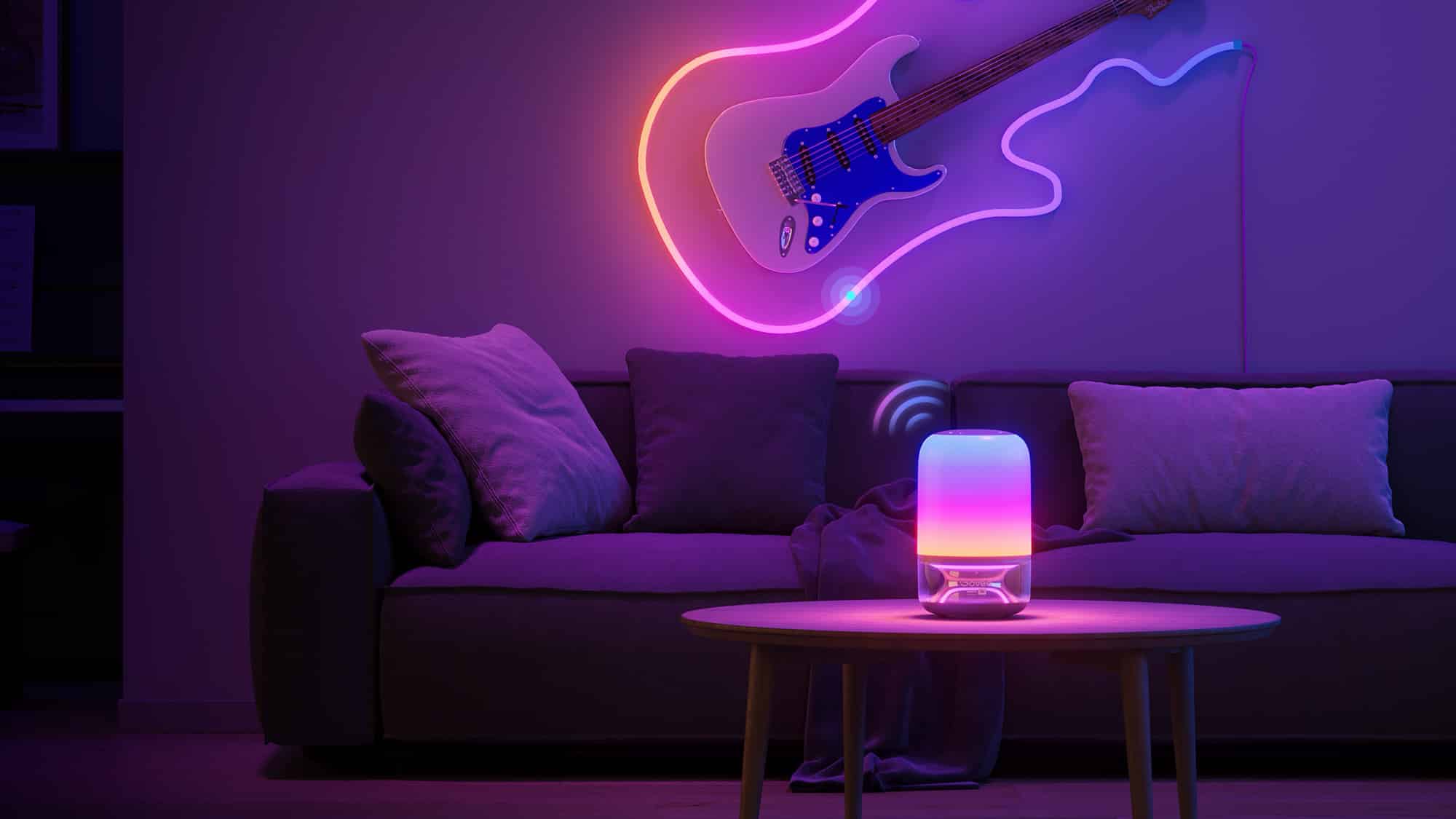Govee Table Lamp 2 Pro spielt Musik ab.