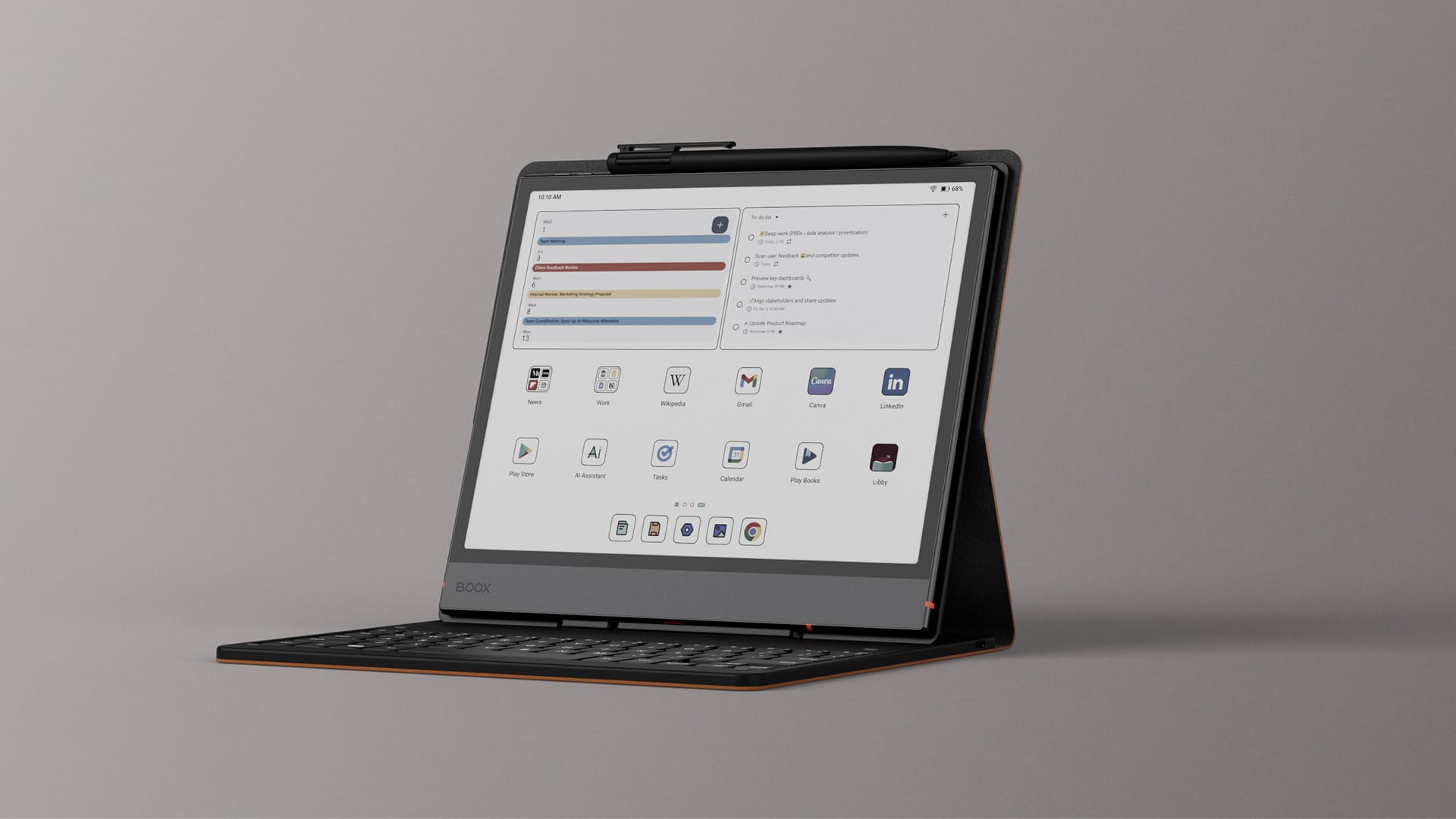 BOOX Note Air5 C mit angelegtem Tastaturcase