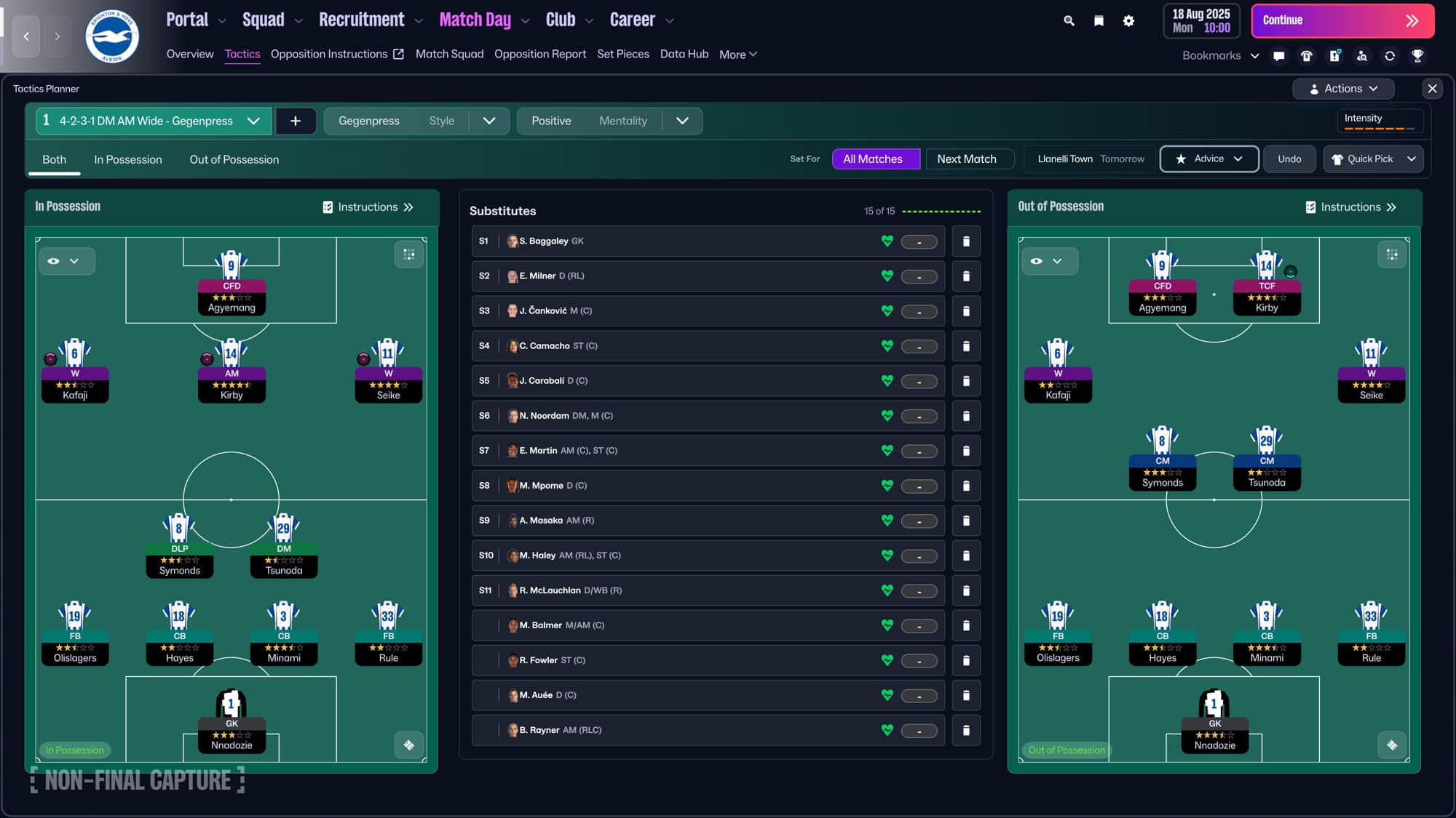 Gameplay von Football Manager 26 Touch.