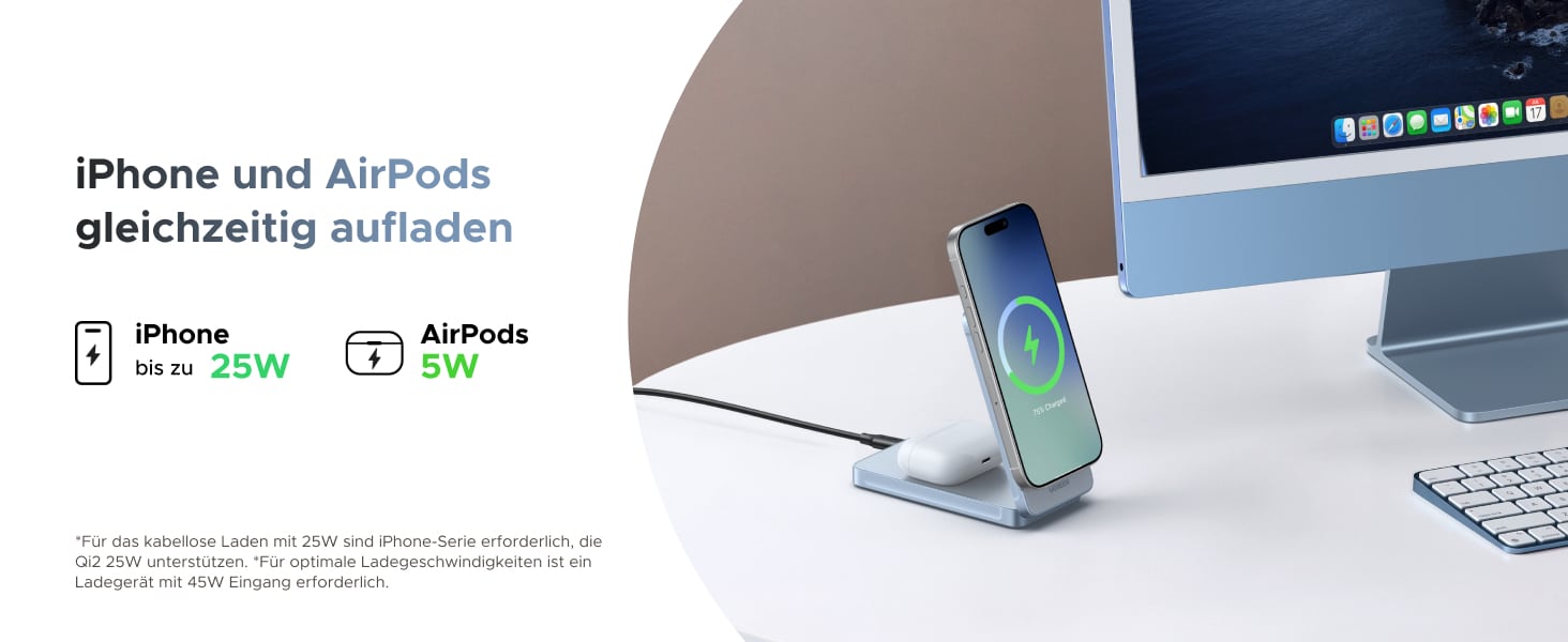 Ugreen MagFlow Charger lädt iPhone und AirPods.