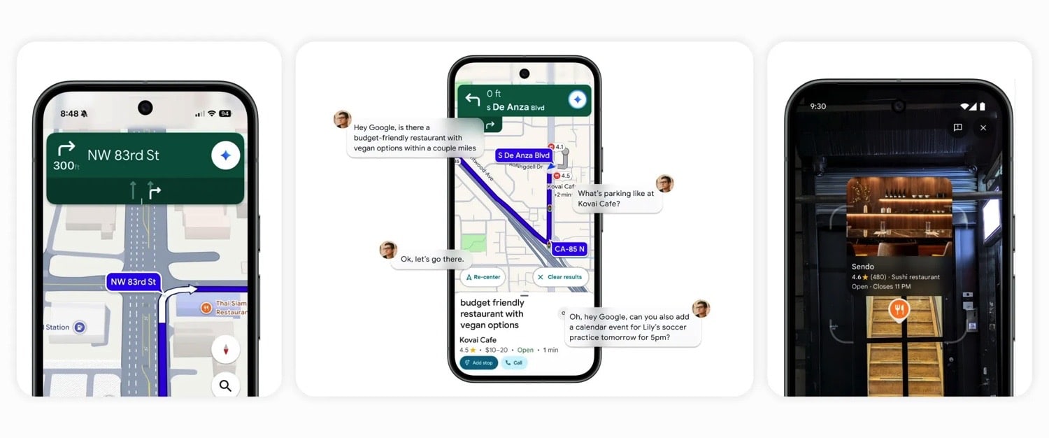 Grafik zeigt neue KI-Funktionen von Google Maps