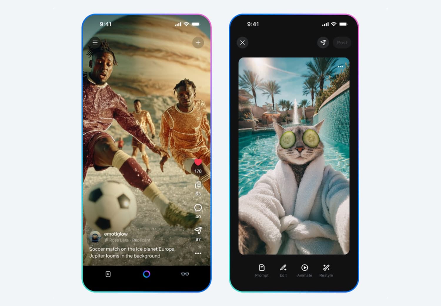 Zwei Screenshots der Vibes-Funktion in Meta AI