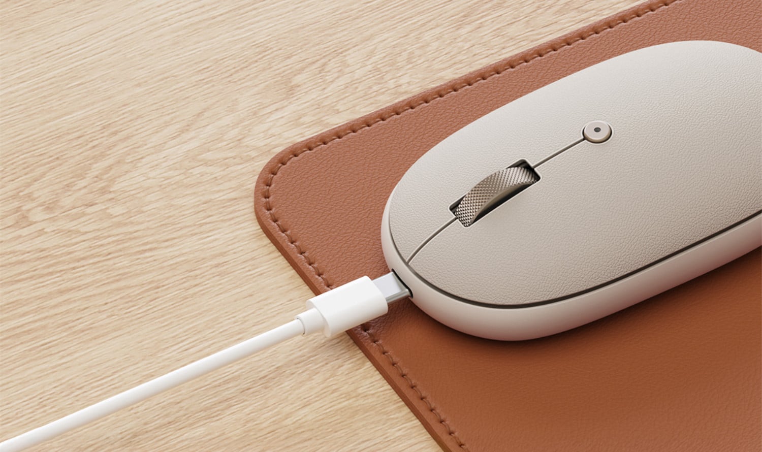 Satechi OntheGo Bluetooth Maus mit angeschlossenem Ladekabel