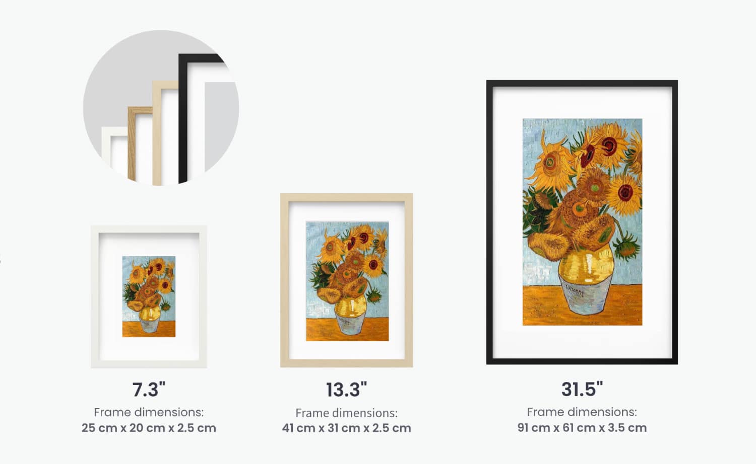 Die Maße und verschiedenen IKEA-Rahmenoptionen der SwitchBot KI Art Frames