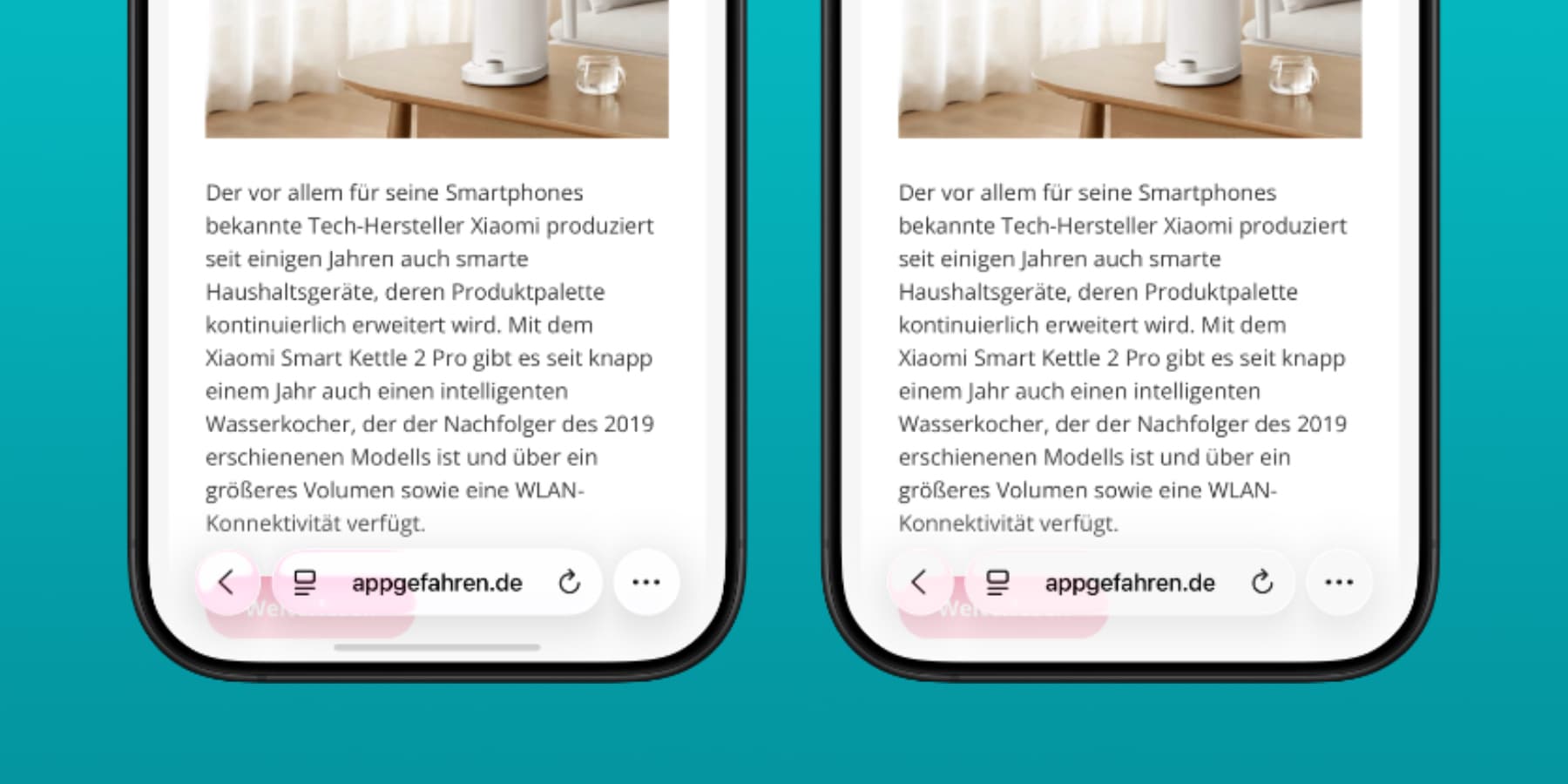 Liquid Glass Effekt in Safari.
