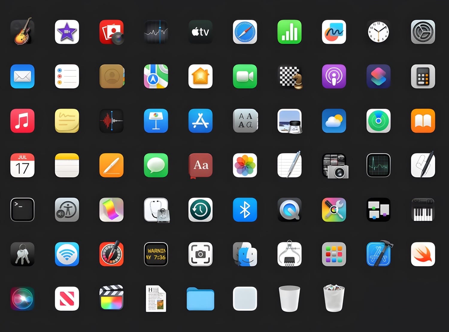 Sammlung von Apple-Icons unter macOS 15