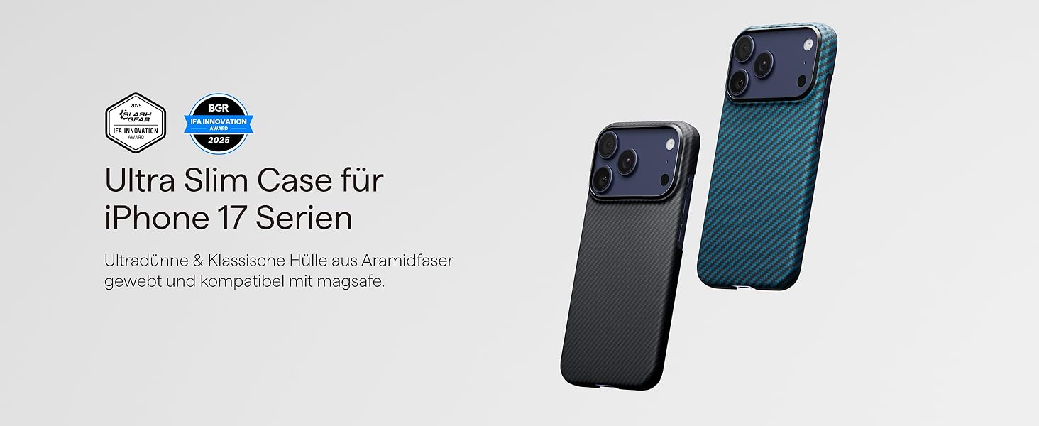 Pitaka Ultra Slim Case für das iPhone 17 Pro.