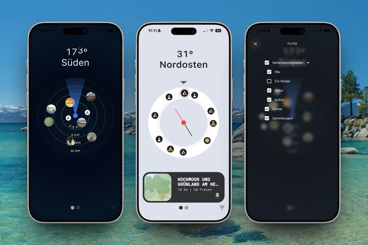 Drei iPhone-Screenshots von Compass: What's Ahead?