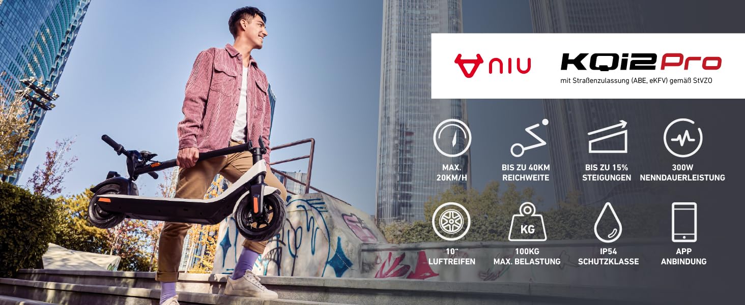 NIU KQi2 Pro E-Scooter mit allen Funktionen.